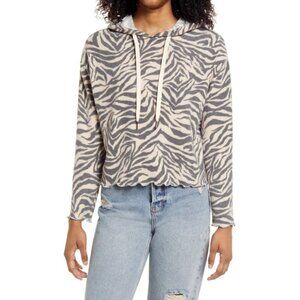 LA LA LAND CREATIVE CO Womens Multicolor Zebra Print Pullover Hoodie